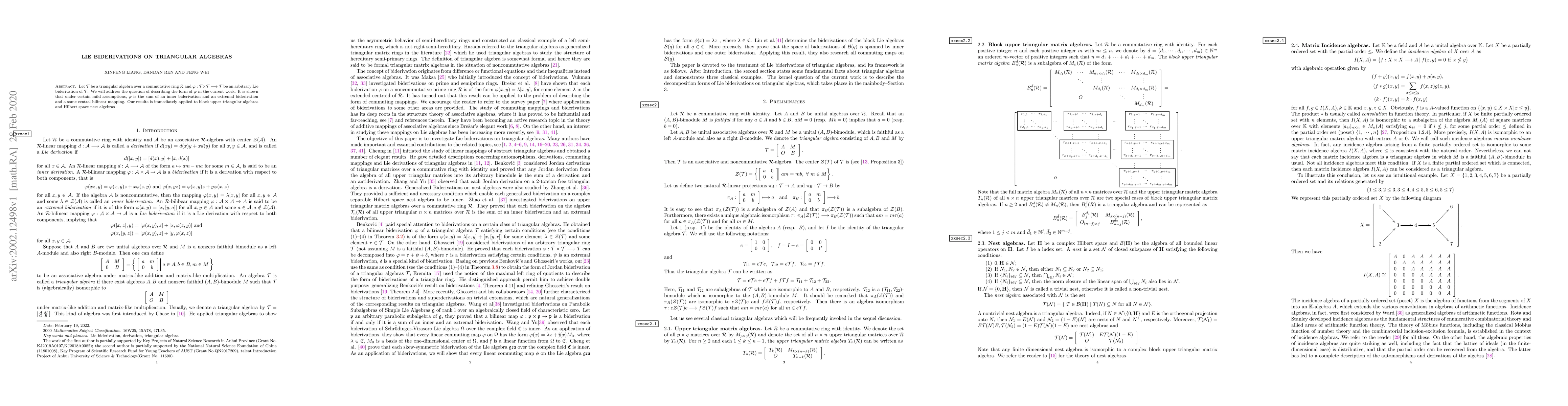 Thumbnail for Lie Biderivations on Triangular Algebras