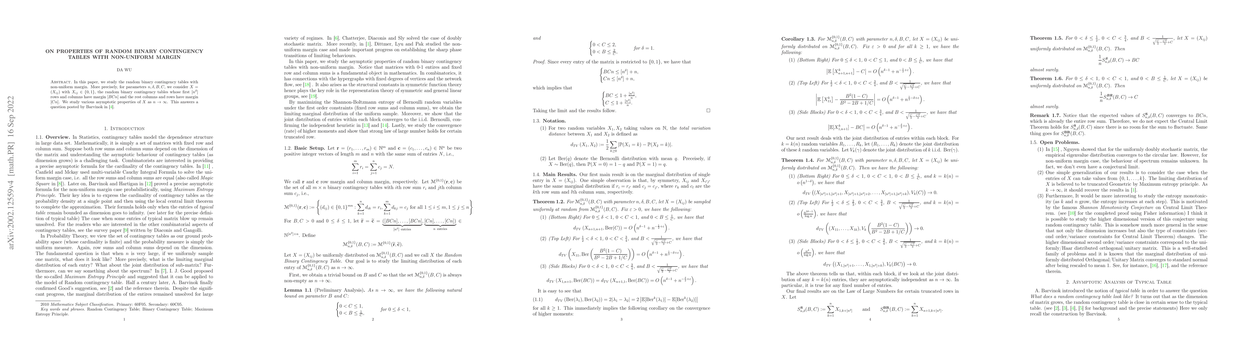 Thumbnail for On Properties of Random Binary Contingency Tables with Non-Uniform
  Margin