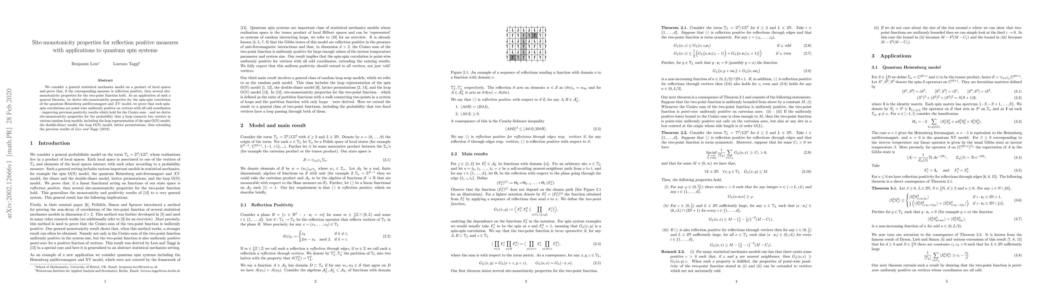 Thumbnail for Site-monotonicity properties for reflection positive measures with
  applications to quantum spin systems