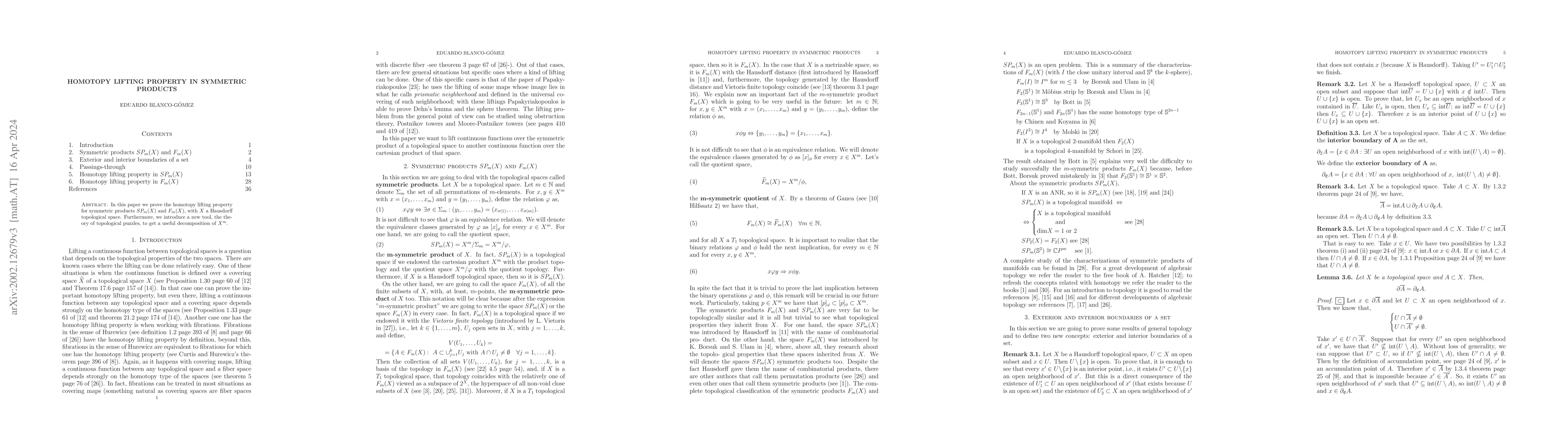 Thumbnail for Homotopy lifting property in symmetric products