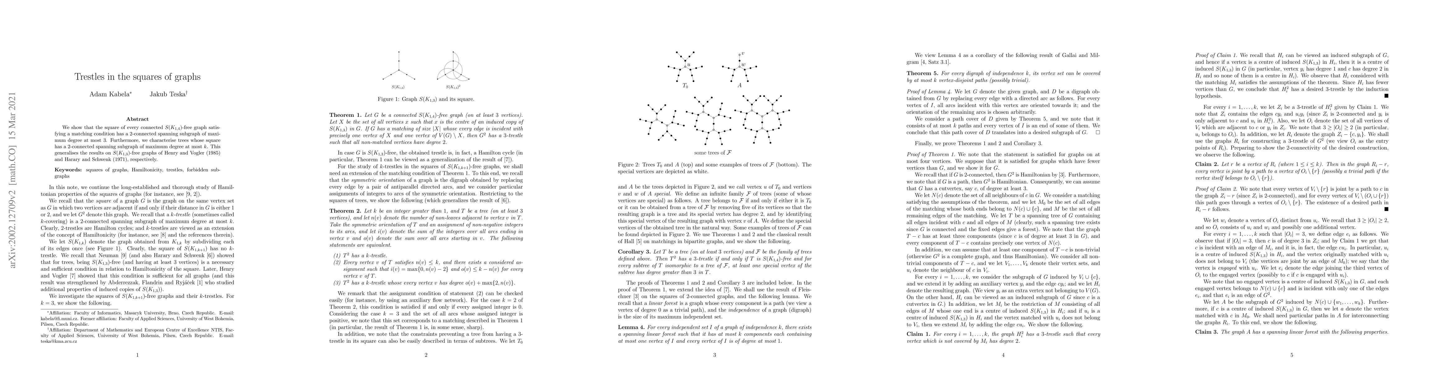 Thumbnail for Trestles in the squares of graphs