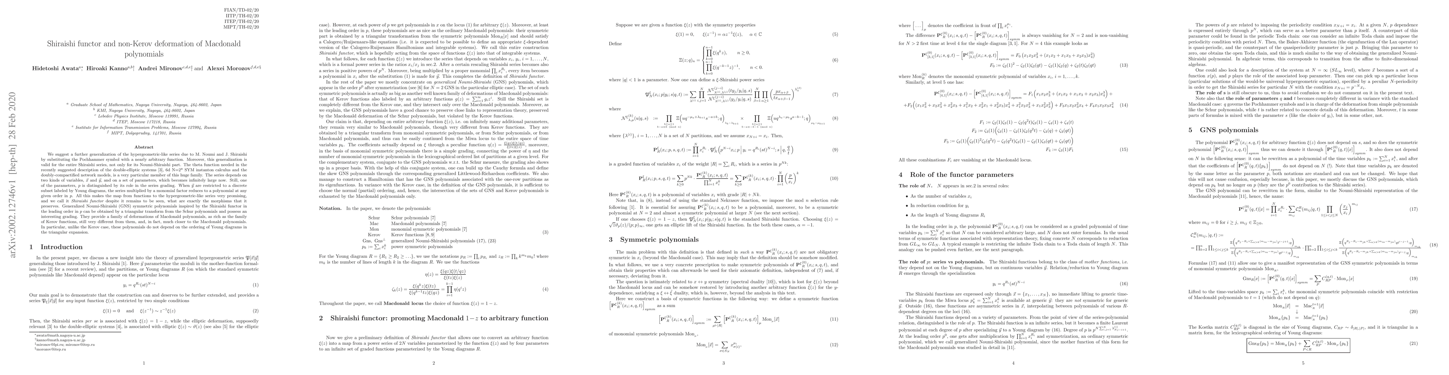 Thumbnail for Shiraishi functor and non-Kerov deformation of Macdonald polynomials