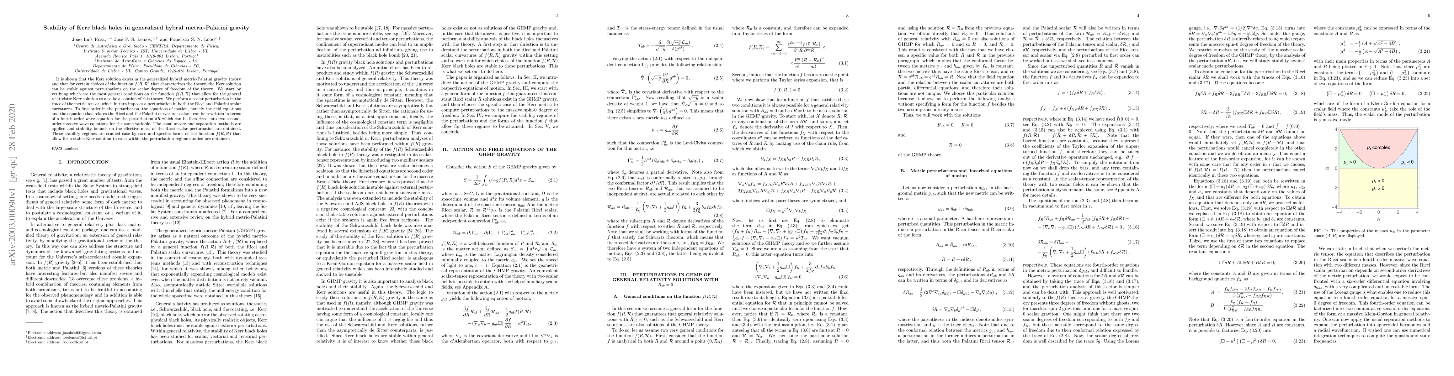 Thumbnail for Stability of Kerr black holes in generalized hybrid metric-Palatini
  gravity