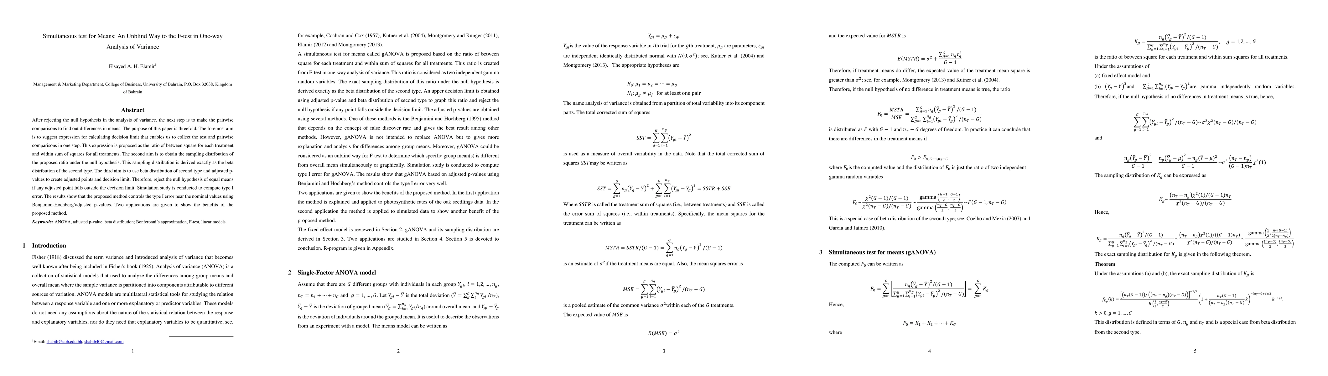 Thumbnail for Simultaneous test for Means: An Unblind Way to the F-test in One-way
  Analysis of Variance
