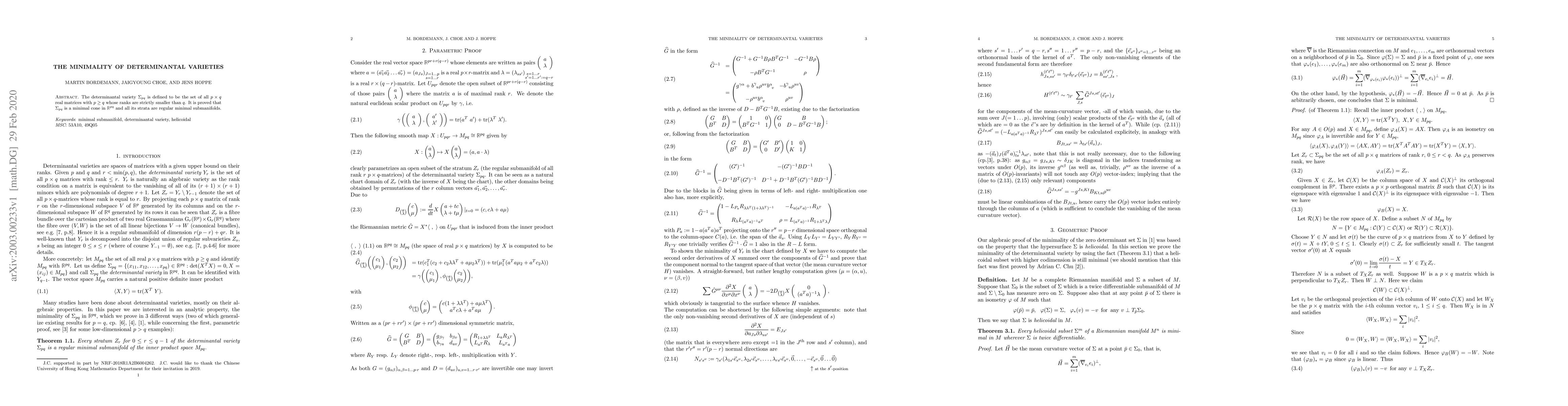Thumbnail for The Minimality of Determinantal Varieties