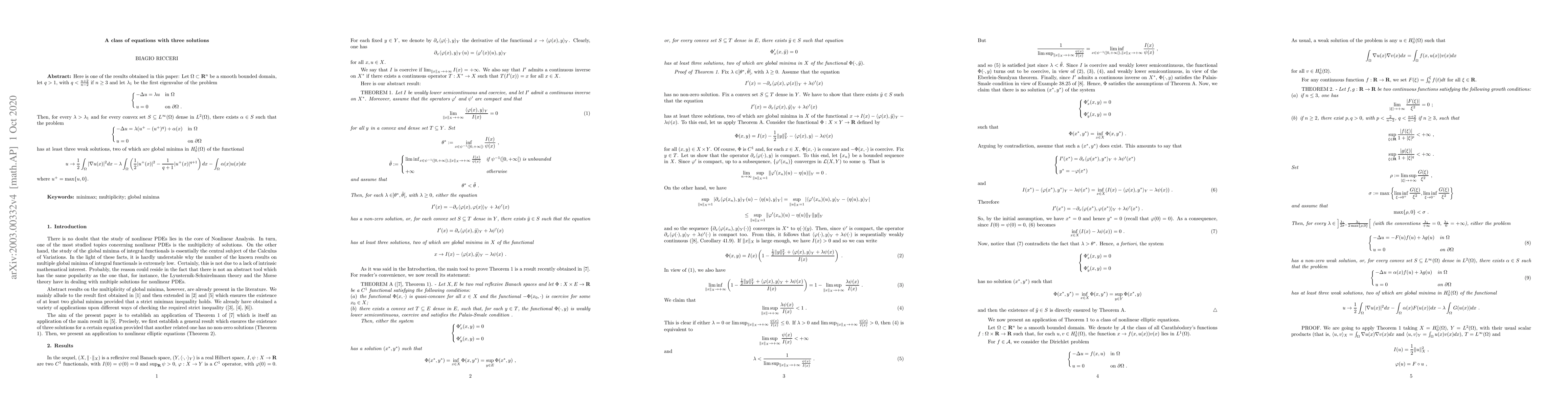 Thumbnail for A class of equations with three solutions