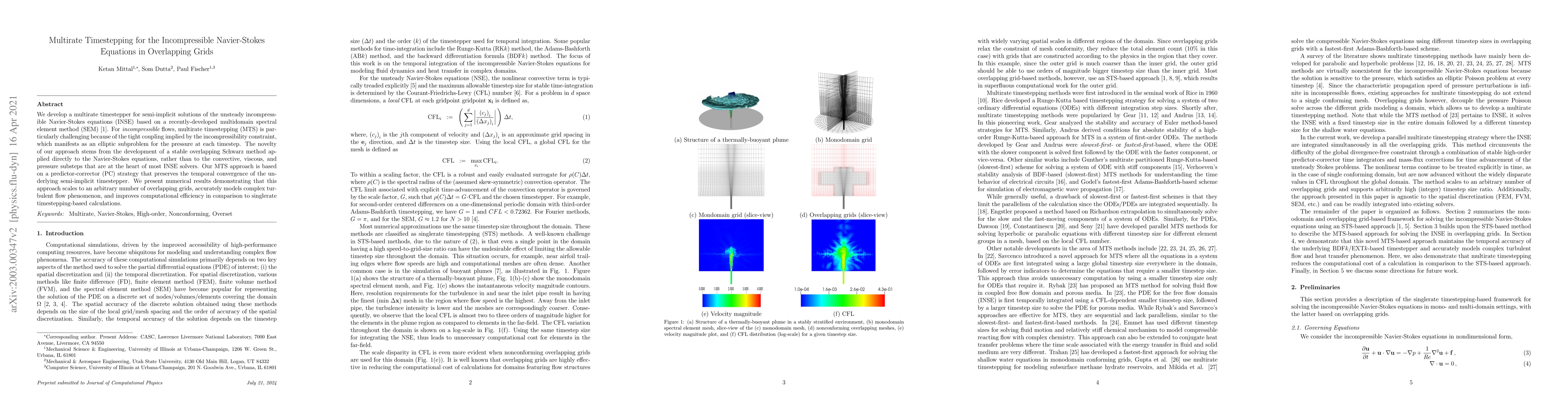Thumbnail for Multirate Timestepping for the Incompressible Navier-Stokes Equations in
  Overlapping Grids