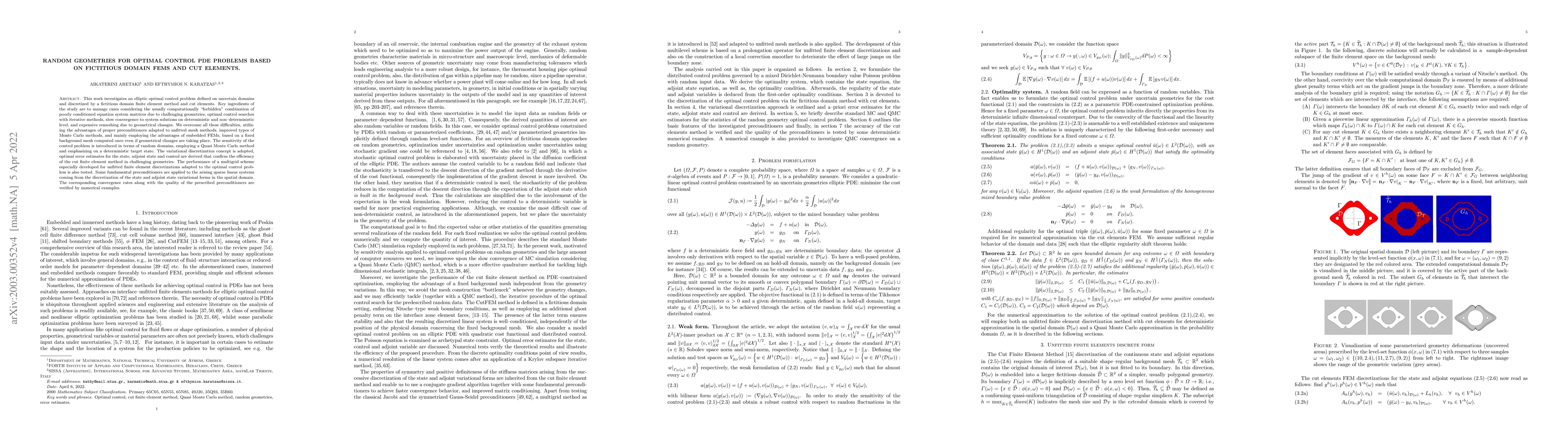 Thumbnail for Random geometries for optimal control PDE problems based on fictitious
  domain FEMS and cut elements