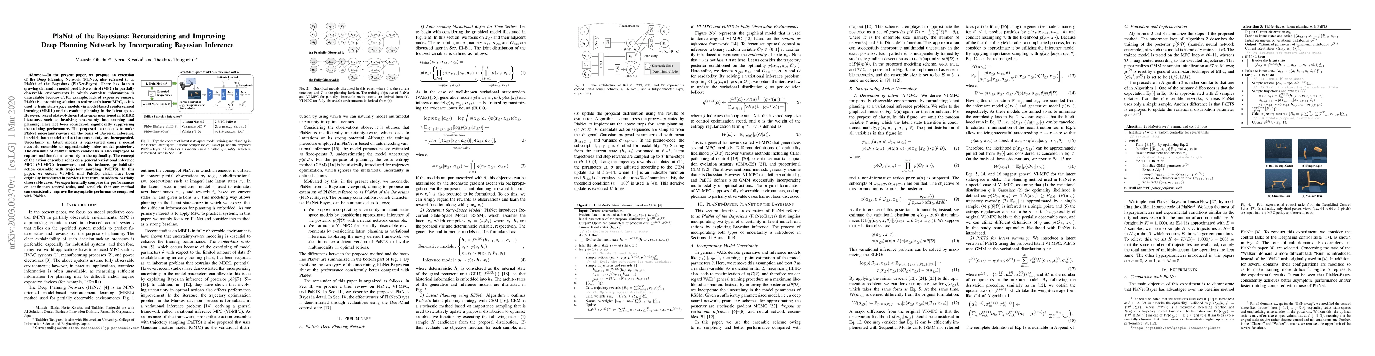 Thumbnail for PlaNet of the Bayesians: Reconsidering and Improving Deep Planning
  Network by Incorporating Bayesian Inference