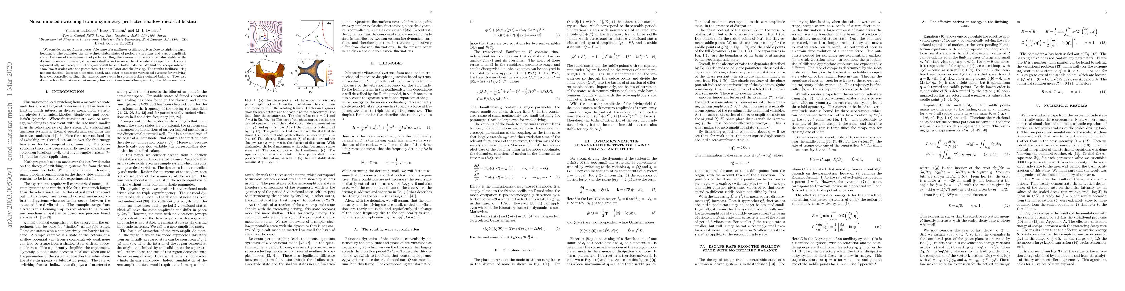 Thumbnail for Noise-induced switching from a symmetry-protected shallow metastable
  state