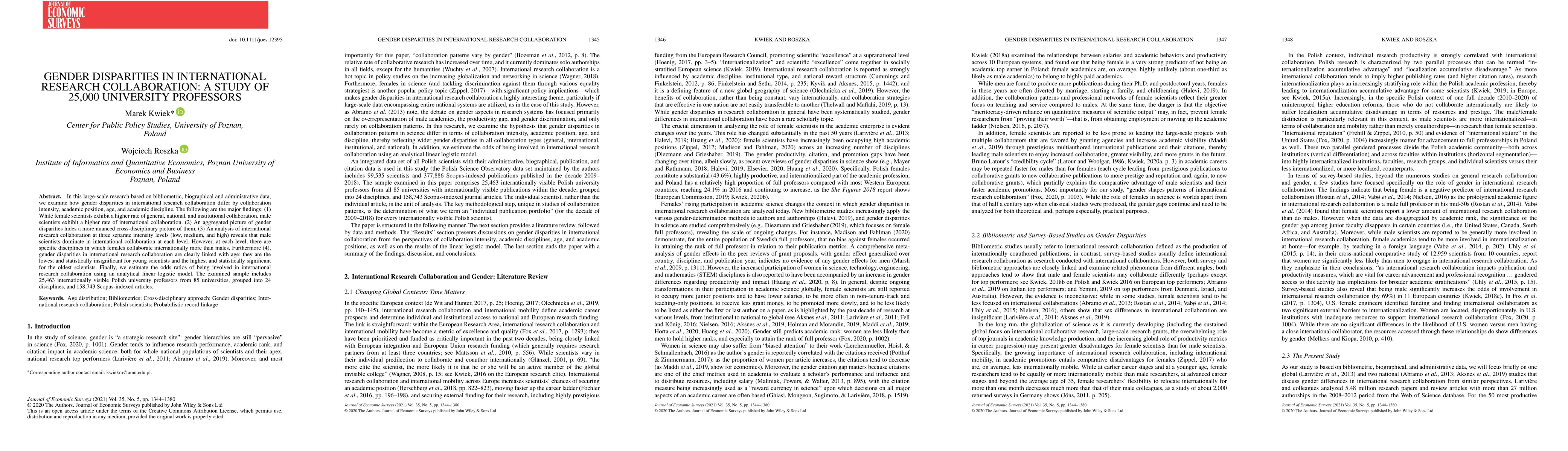 Thumbnail for Gender Disparities in International Research Collaboration: A
  Large-scale Bibliometric Study of 25,000 University Professors