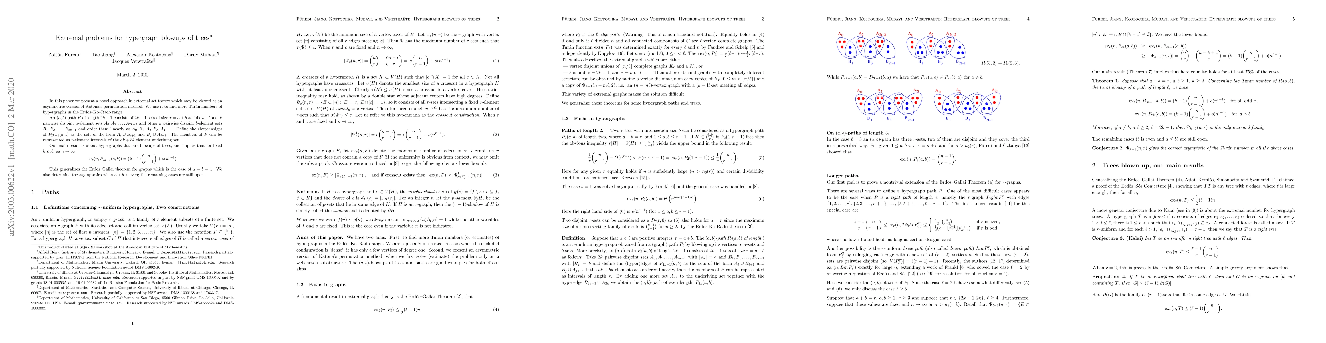 Thumbnail for Extremal problems for hypergraph blowups of trees