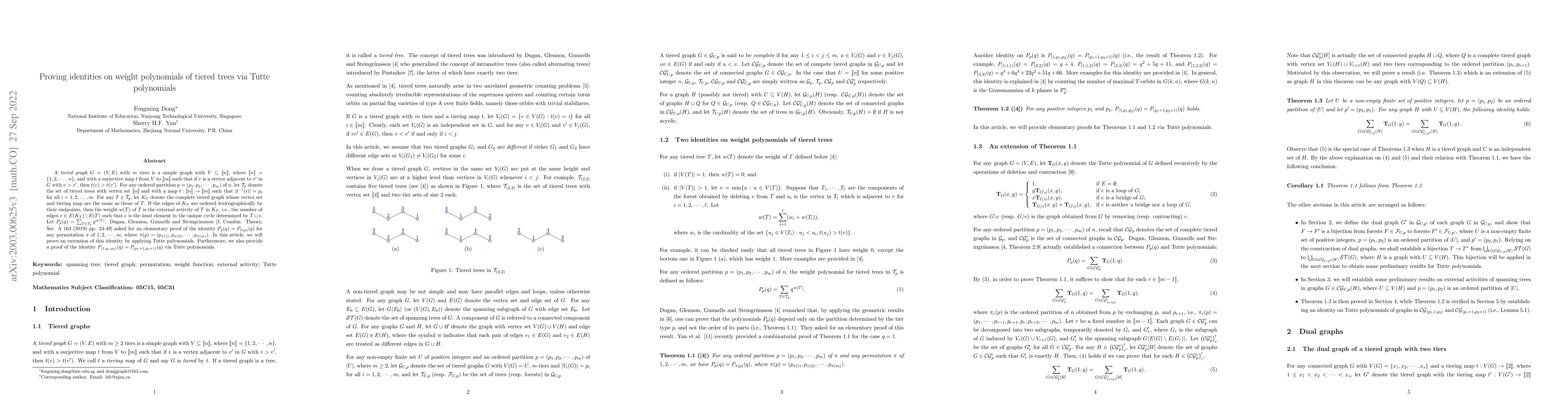 Thumbnail for Proving identities on weight polynomials of tiered trees via Tutte
  polynomials