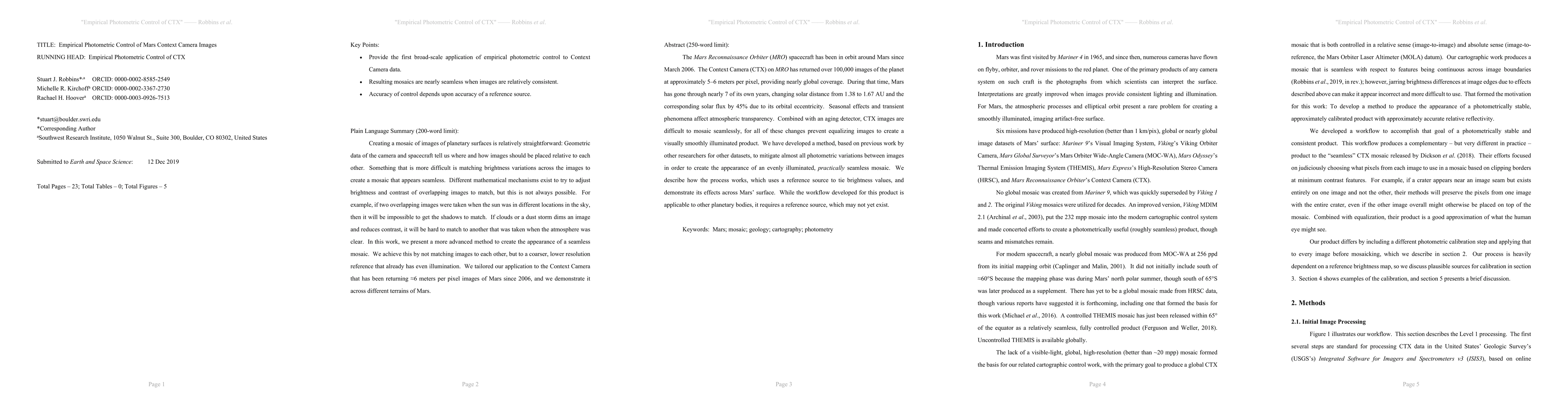 Thumbnail for Empirical Photometric Control of Mars Context Camera Images
