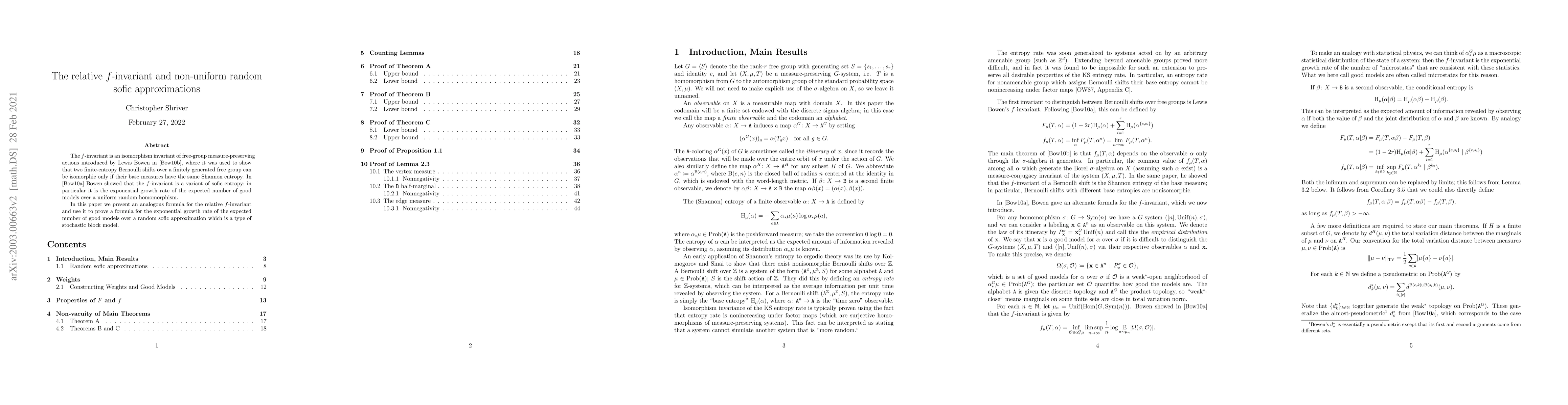 Thumbnail for The relative f-invariant and non-uniform random sofic approximations