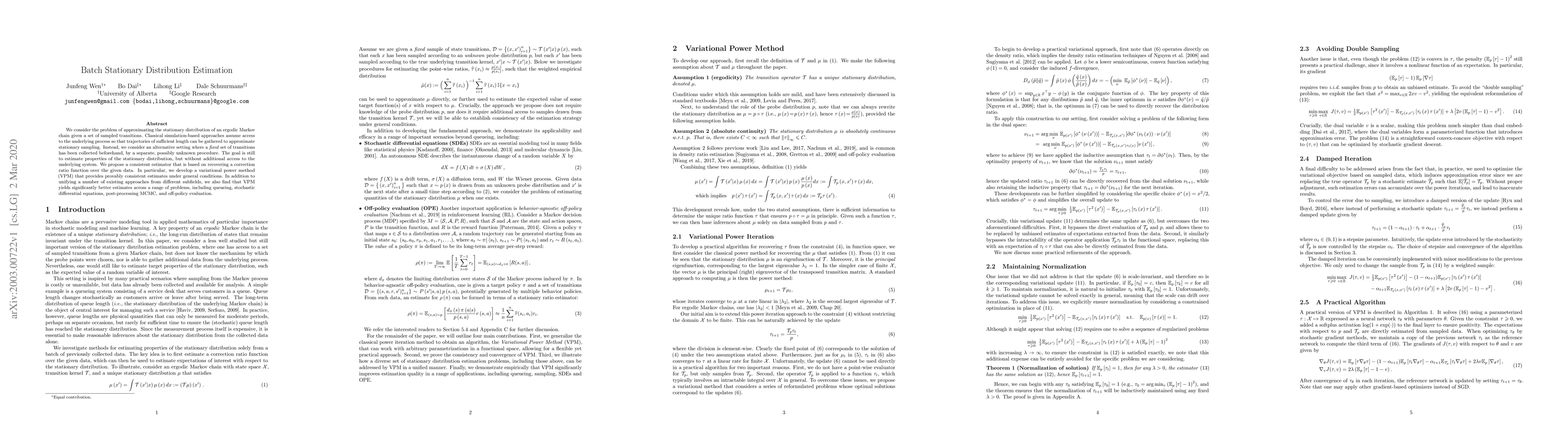 Thumbnail for Batch Stationary Distribution Estimation