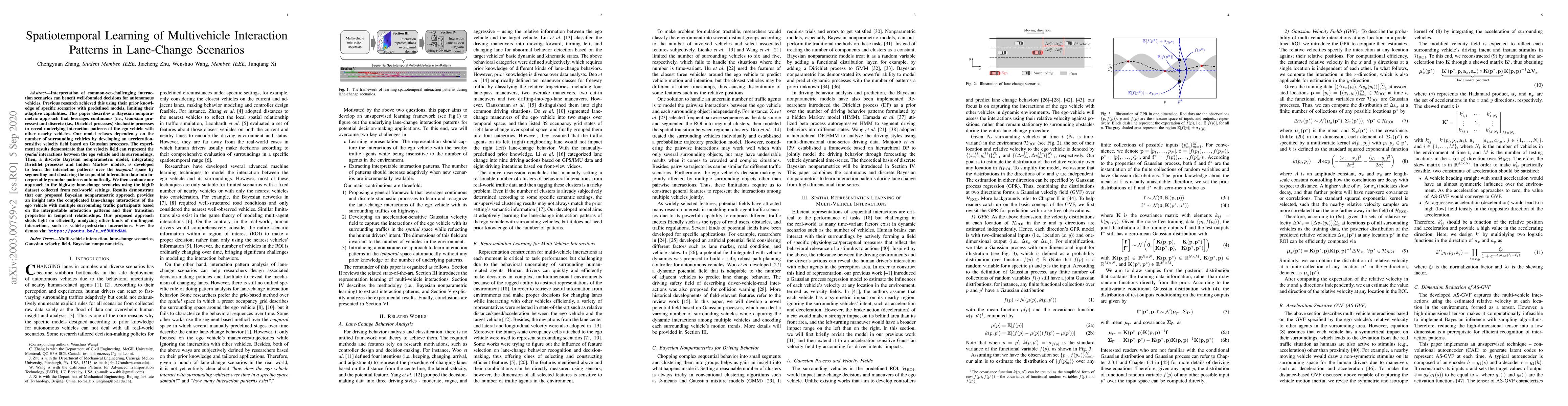 Thumbnail for Spatiotemporal Learning of Multivehicle Interaction Patterns in
  Lane-Change Scenarios
