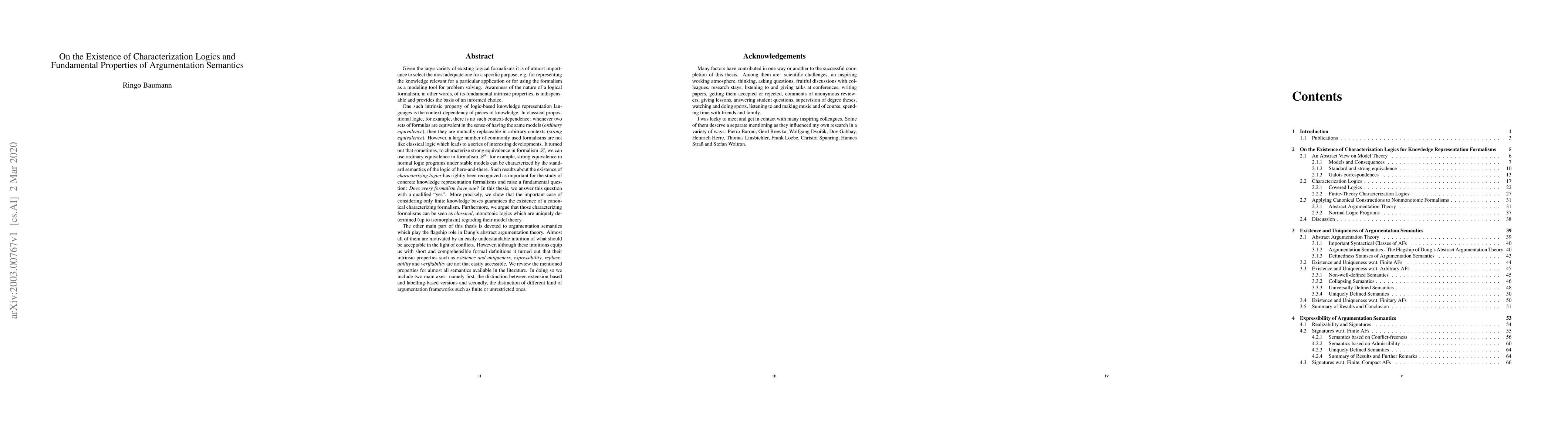 Thumbnail for On the Existence of Characterization Logics and Fundamental Properties
  of Argumentation Semantics