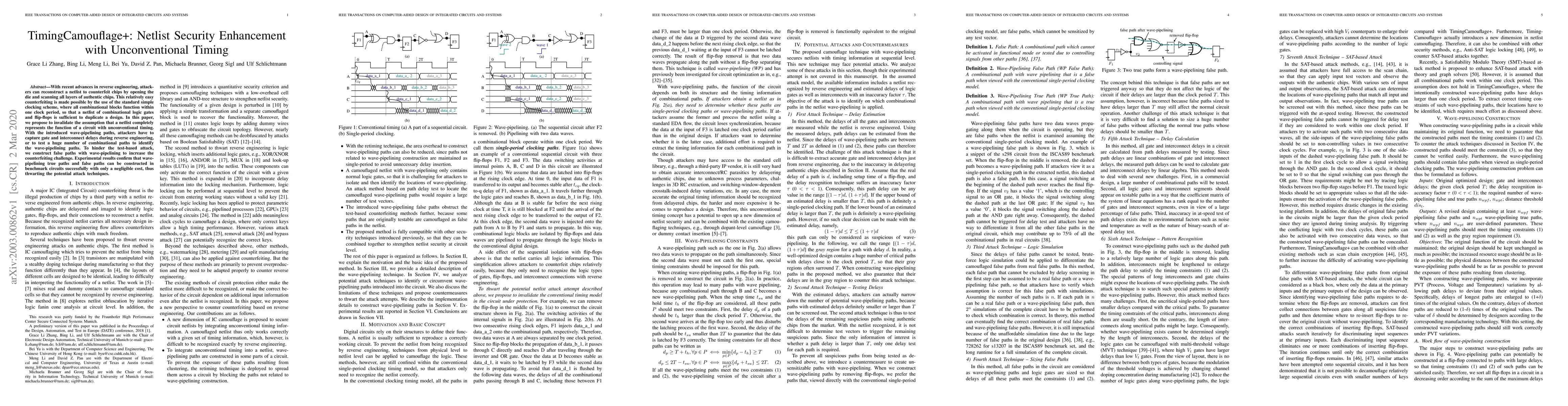 Thumbnail for TimingCamouflage+: Netlist Security Enhancement with Unconventional
  Timing (with Appendix)