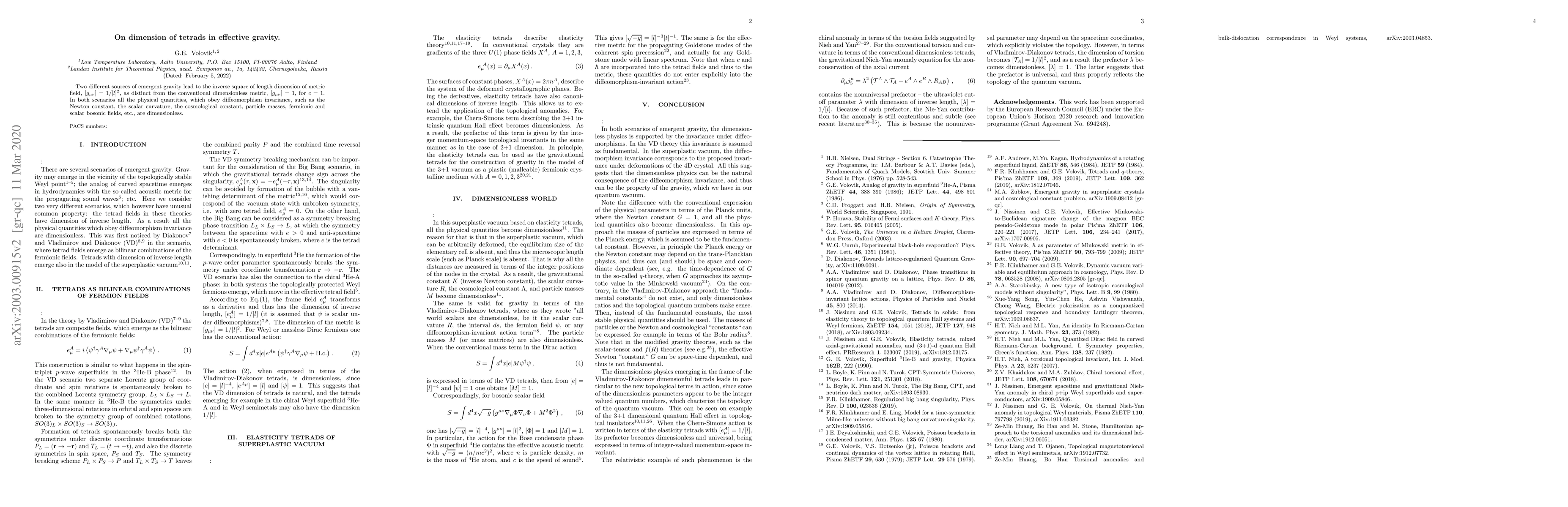 Thumbnail for On dimension of tetrads in effective gravity