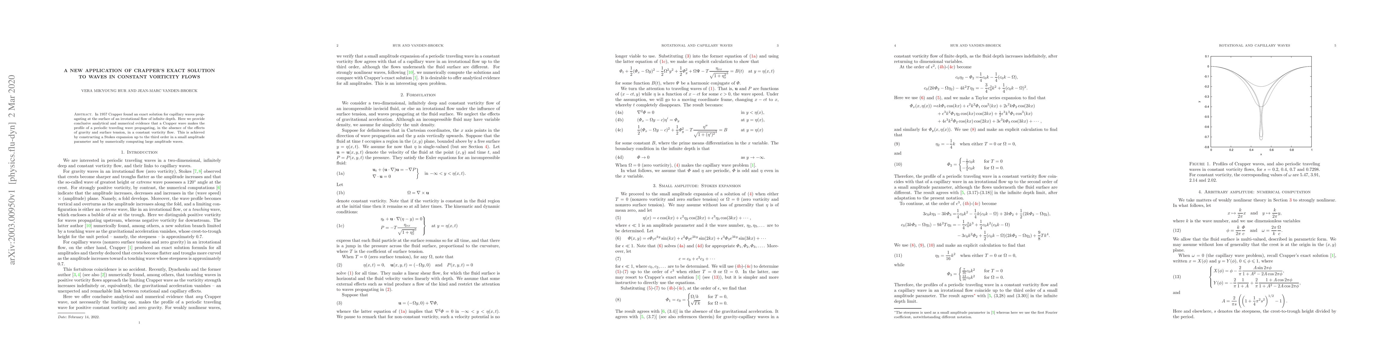 Thumbnail for A new application of Crapper's exact solution to waves in constant
  vorticity flows