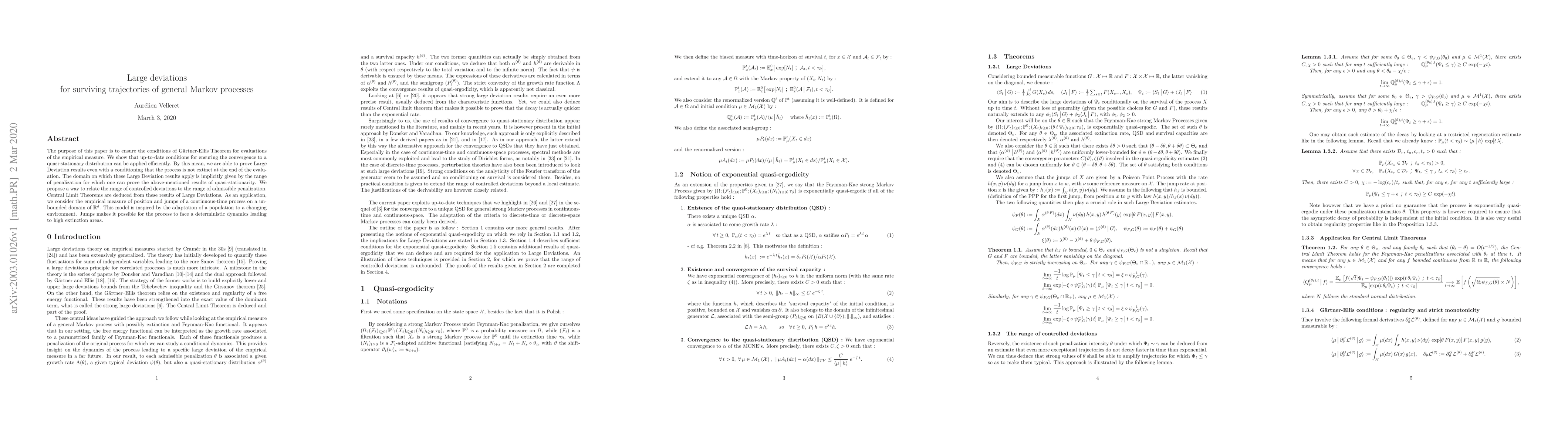 Thumbnail for Large deviations for surviving trajectories of general Markov processes