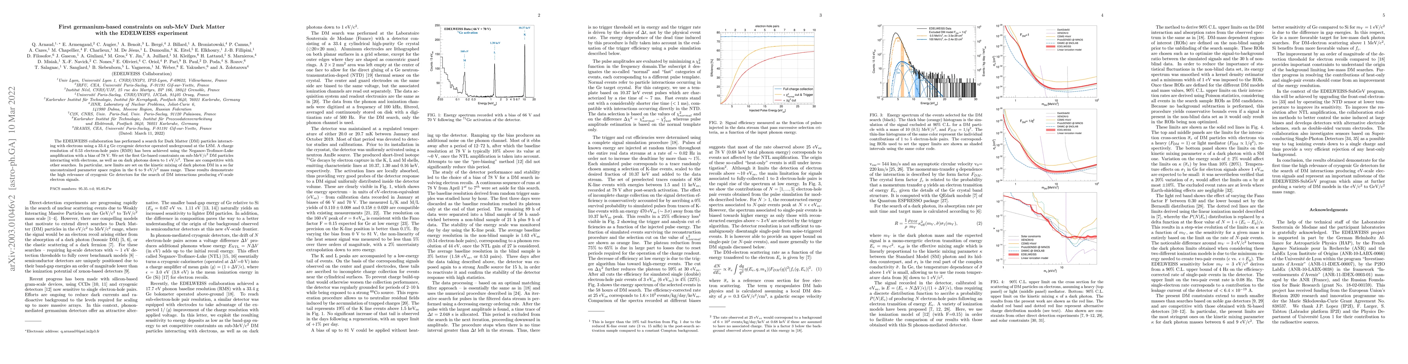 Thumbnail for First germanium-based constraints on sub-MeV Dark Matter with the
  EDELWEISS experiment