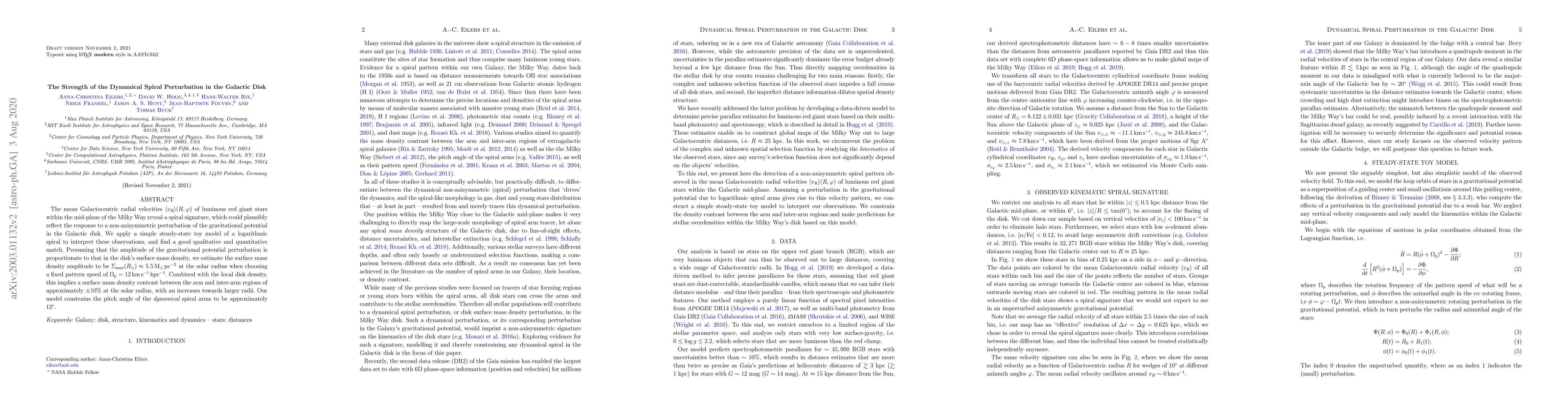 Thumbnail for The Strength of the Dynamical Spiral Perturbation in the Galactic Disk