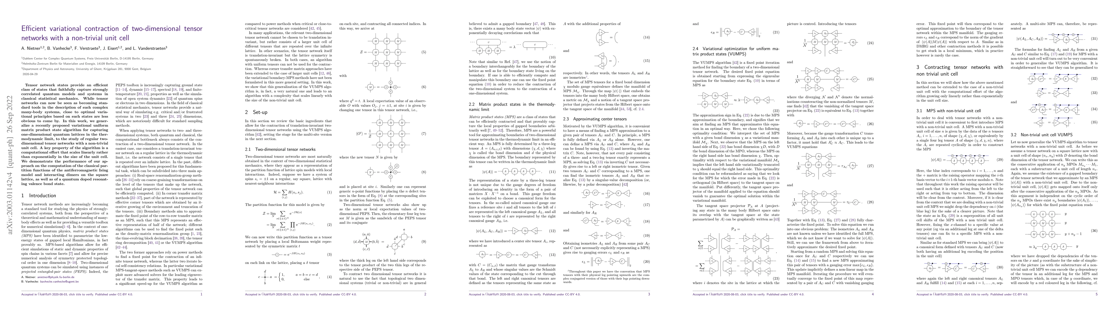 Thumbnail for Efficient variational contraction of two-dimensional tensor networks
  with a non-trivial unit cell
