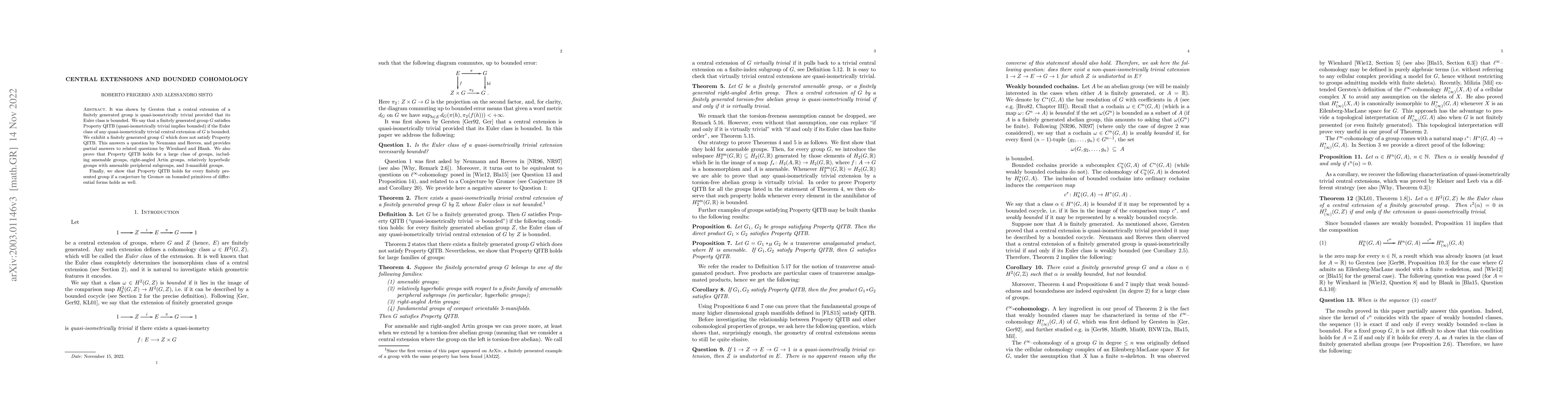 Thumbnail for Central extensions and bounded cohomology