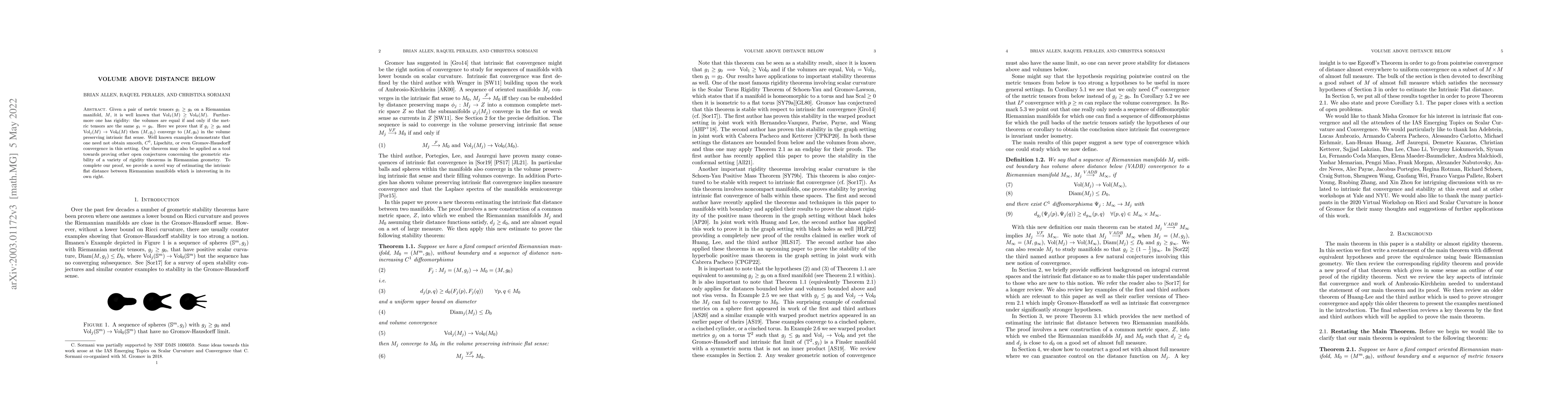 Thumbnail for Volume Above Distance Below