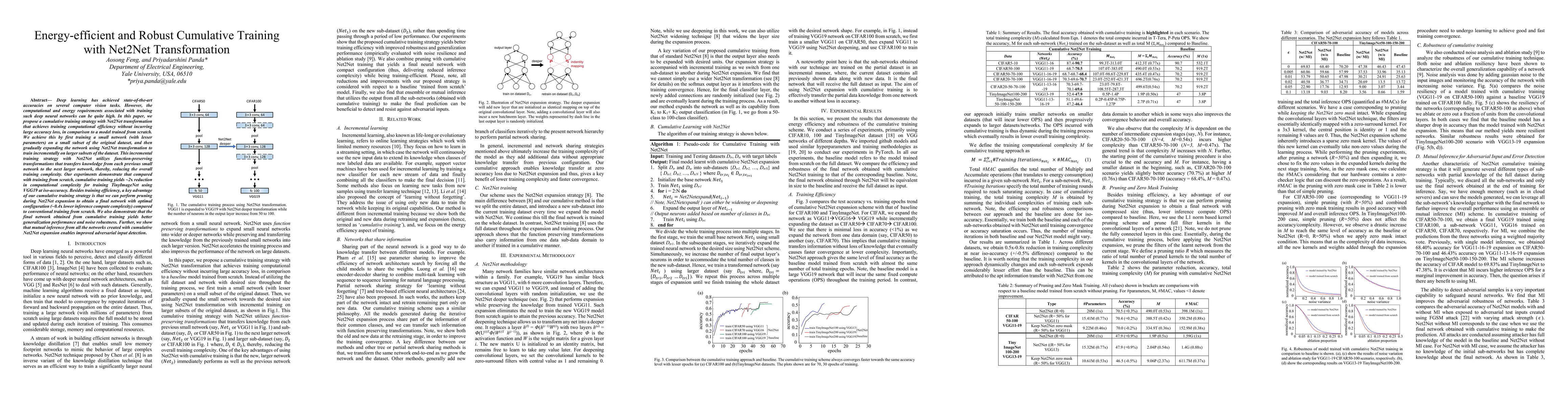Thumbnail for Energy-efficient and Robust Cumulative Training with Net2Net
  Transformation