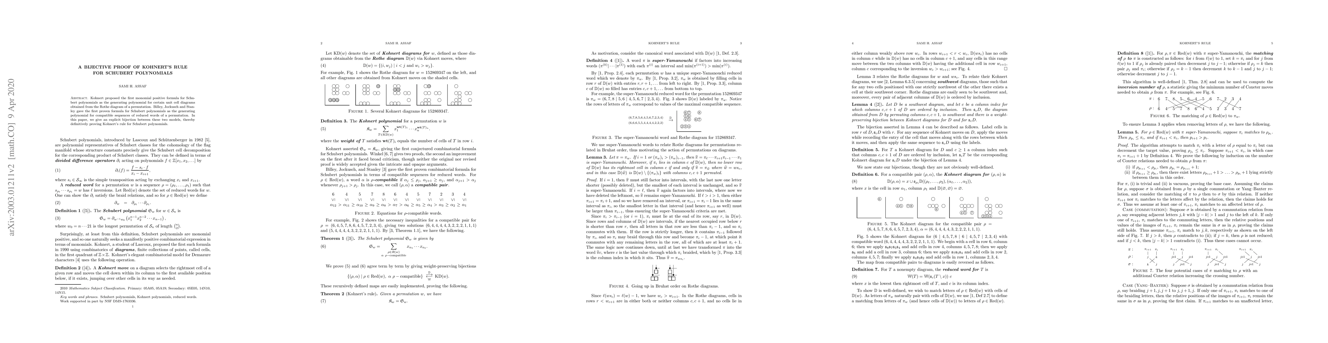 Thumbnail for A bijective proof of Kohnert's rule for Schubert polynomials
