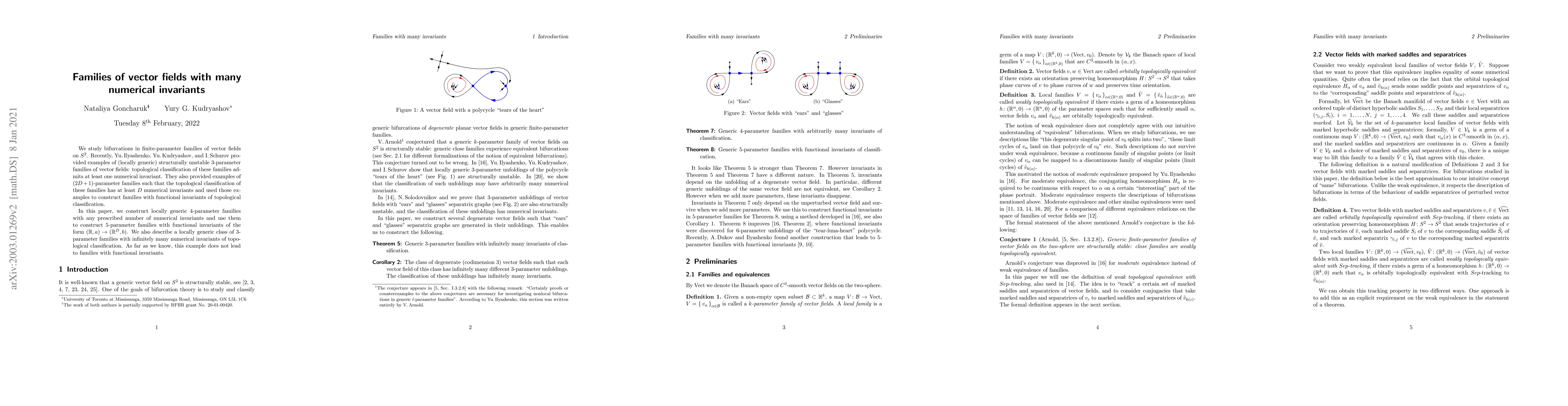 Thumbnail for Families of vector fields with many numerical invariants