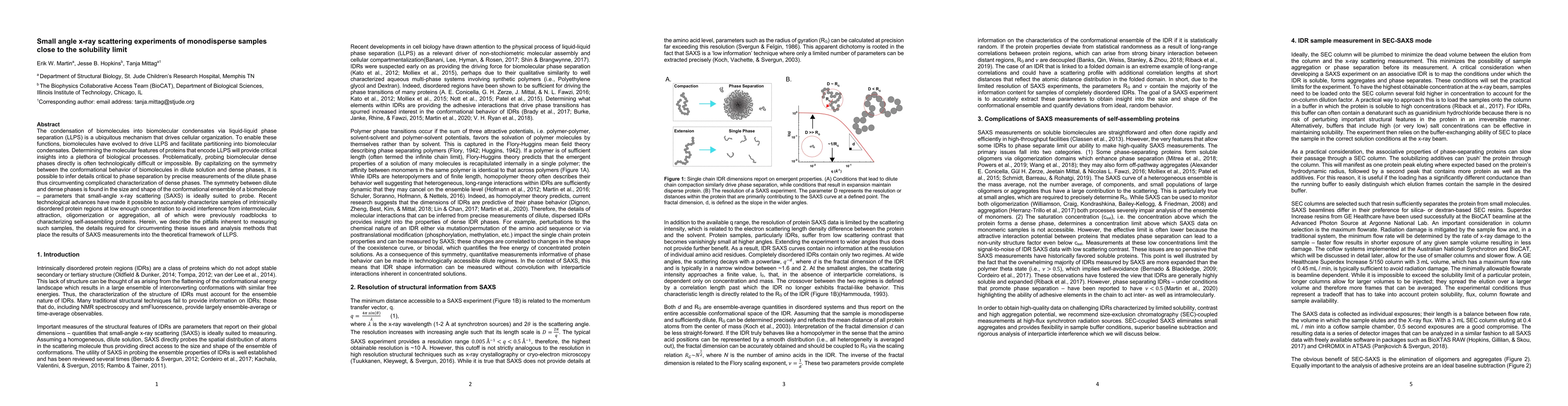 Thumbnail for Small angle x-ray scattering experiments of monodisperse samples close
  to the solubility limit