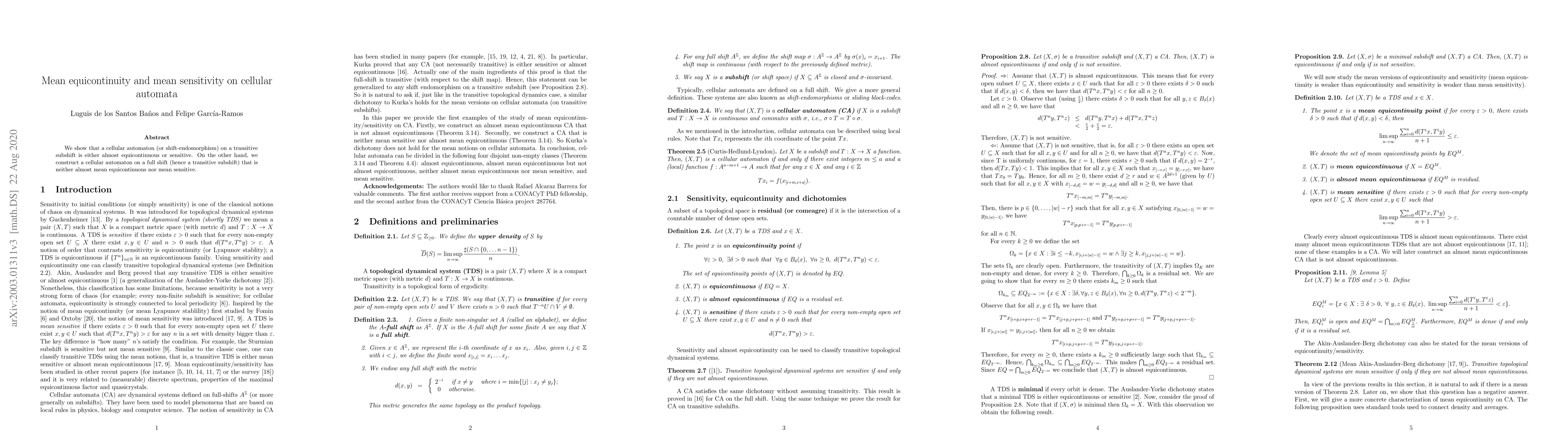 Thumbnail for Mean equicontinuity and mean sensitivity on cellular automata