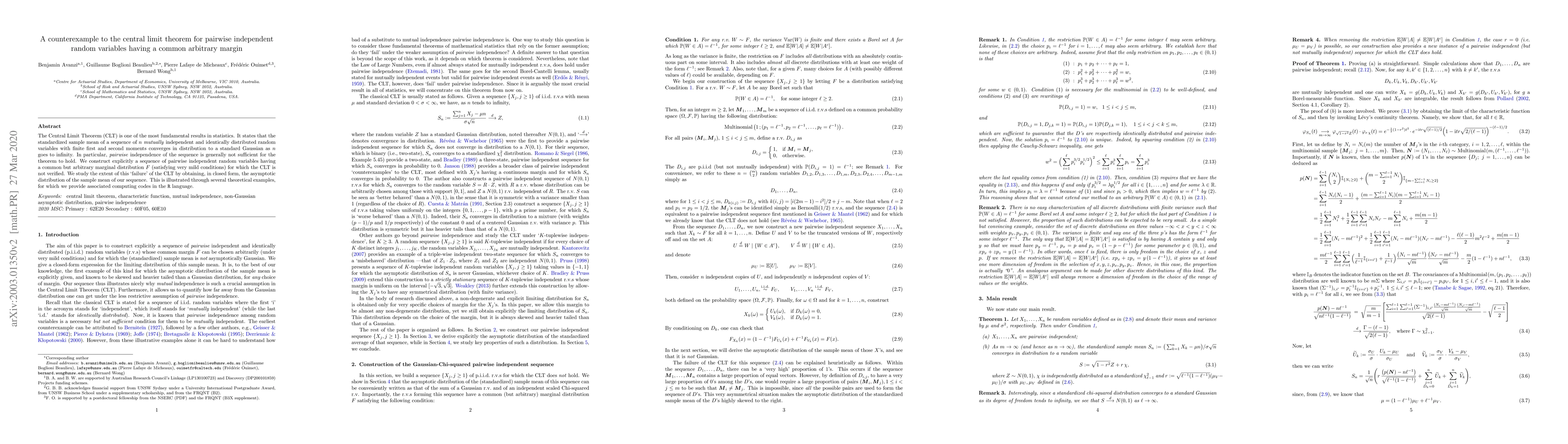 Thumbnail for A counterexample to the central limit theorem for pairwise independent
  random variables having a common arbitrary margin
