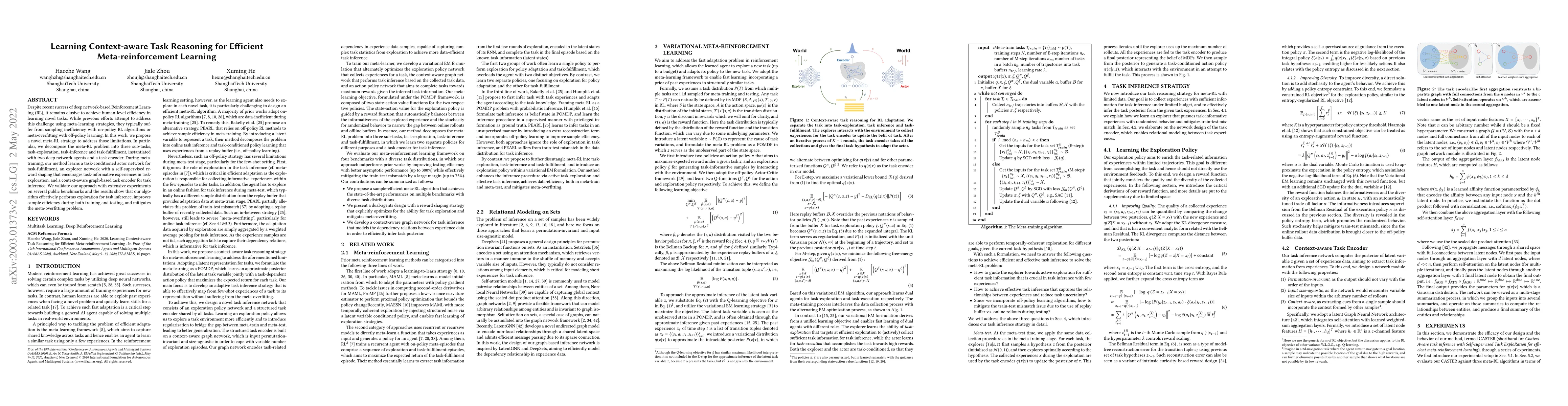 Thumbnail for Learning Context-aware Task Reasoning for Efficient Meta-reinforcement
  Learning