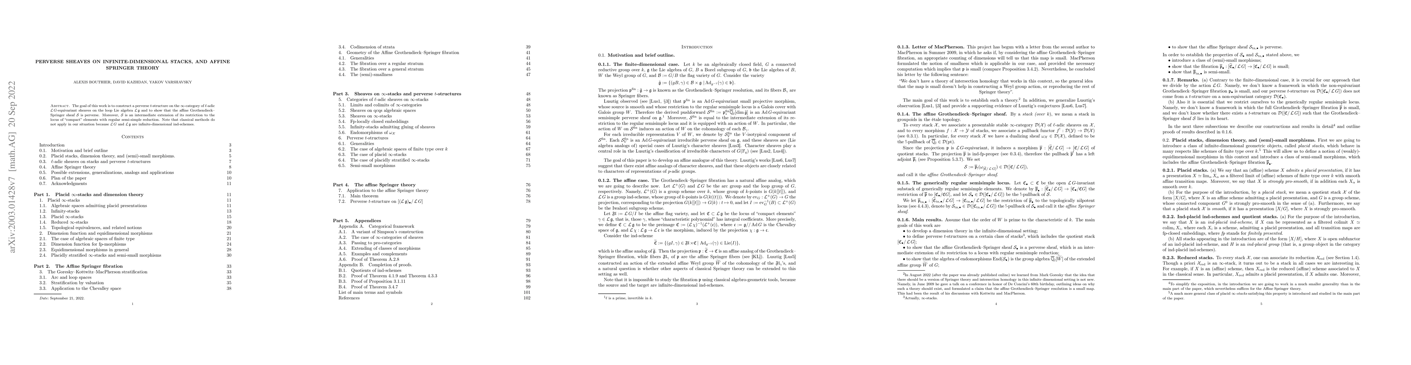 Thumbnail for Perverse sheaves on infinite-dimensional stacks, and affine Springer
  theory