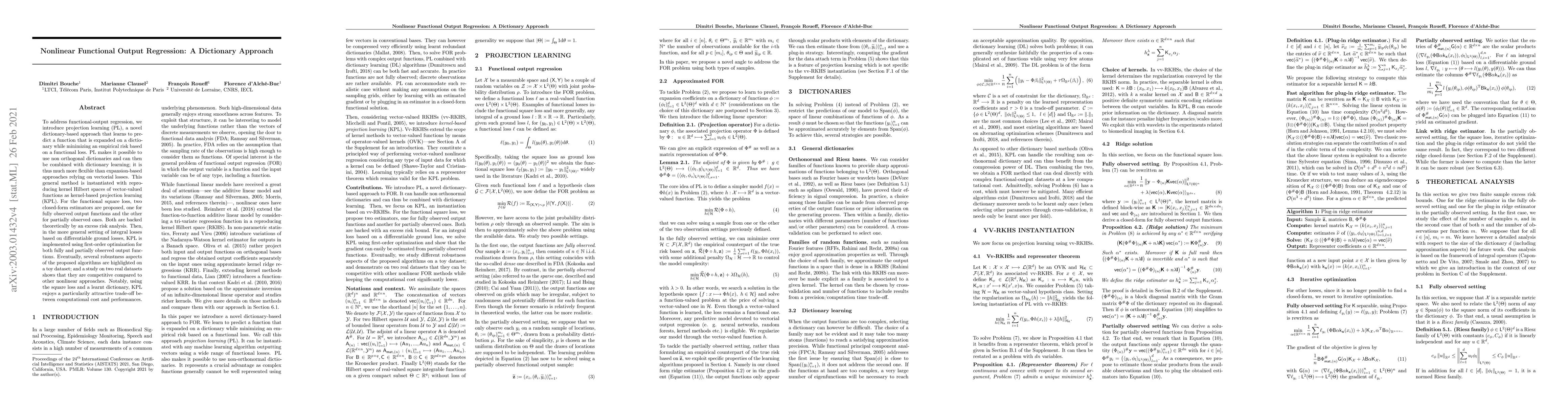 Thumbnail for Nonlinear Functional Output Regression: a Dictionary Approach