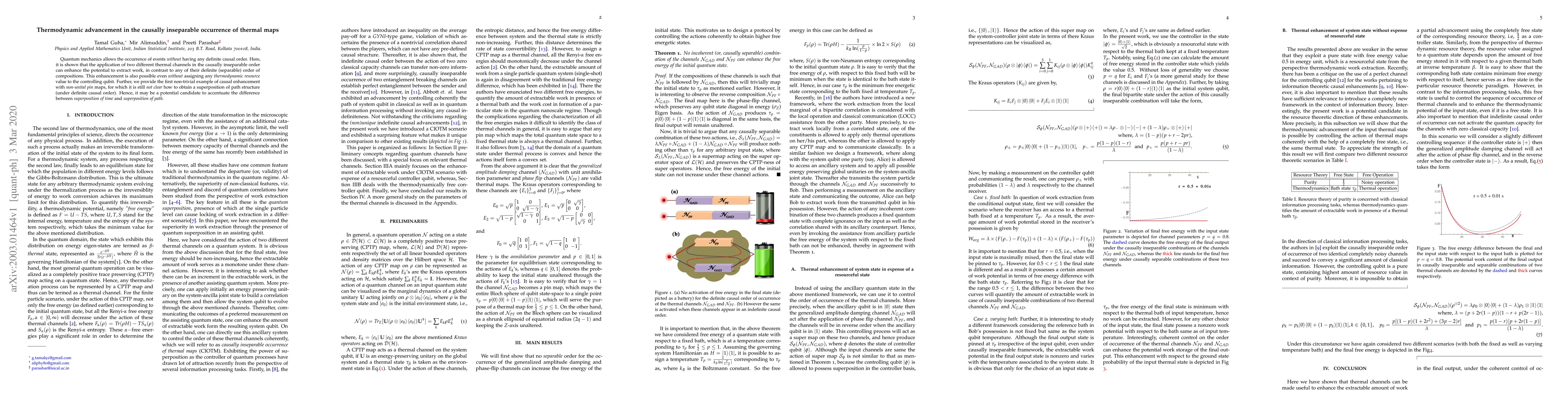 Thumbnail for Thermodynamic advancement in the causally inseparable occurrence of
  thermal maps