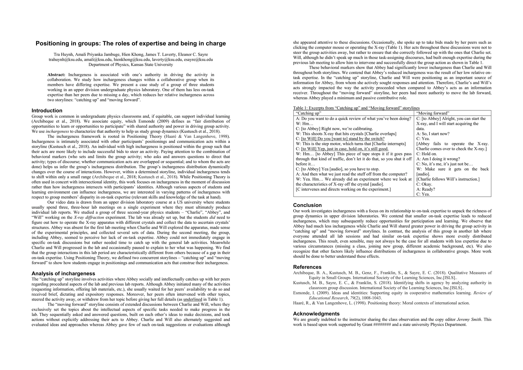 Thumbnail for Positioning in groups: The roles of expertise and being in charge