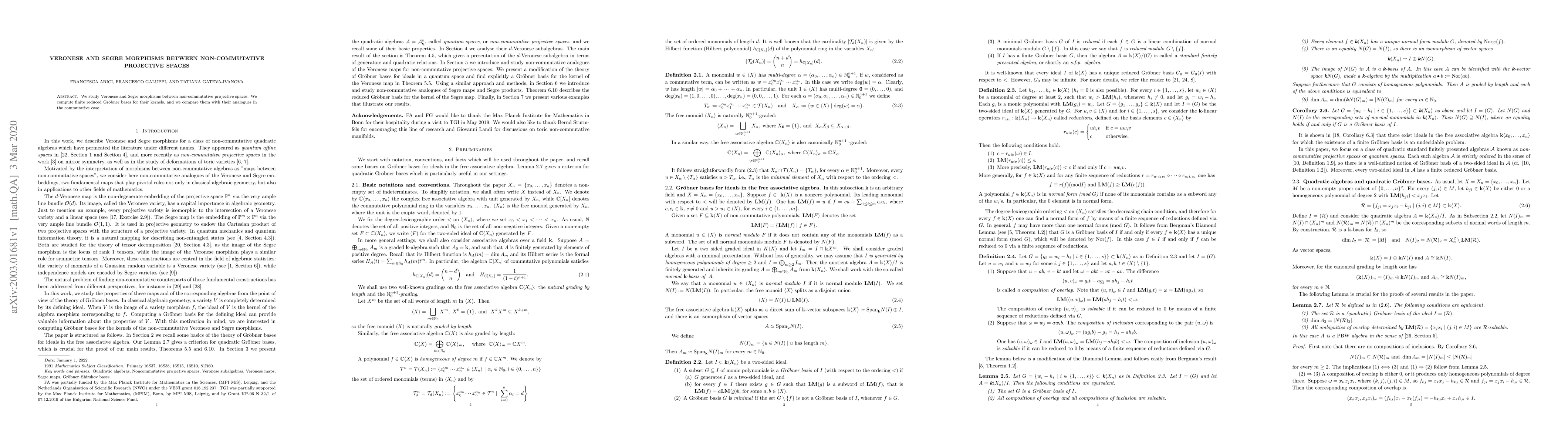 Thumbnail for Veronese and Segre morphisms between non-commutative projective spaces