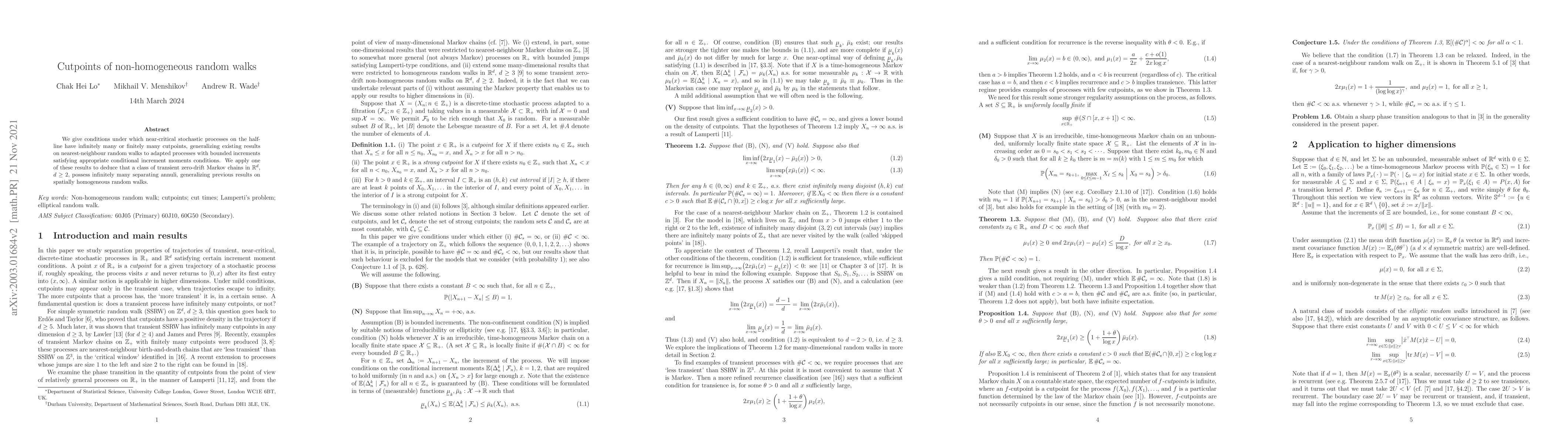Thumbnail for Cutpoints of non-homogeneous random walks