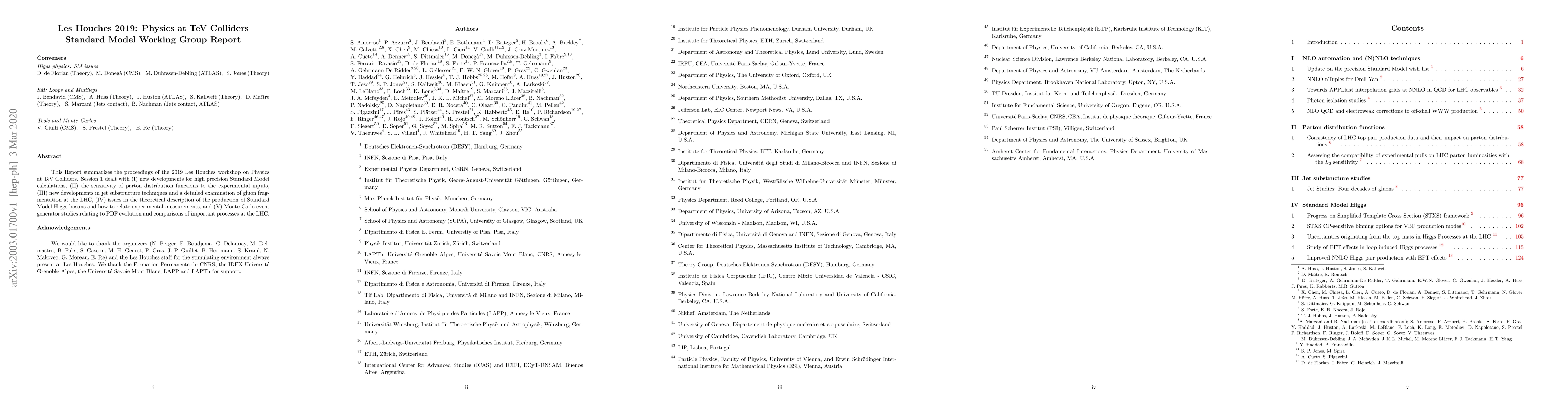 Thumbnail for Les Houches 2019: Physics at TeV Colliders: Standard Model Working Group
  Report