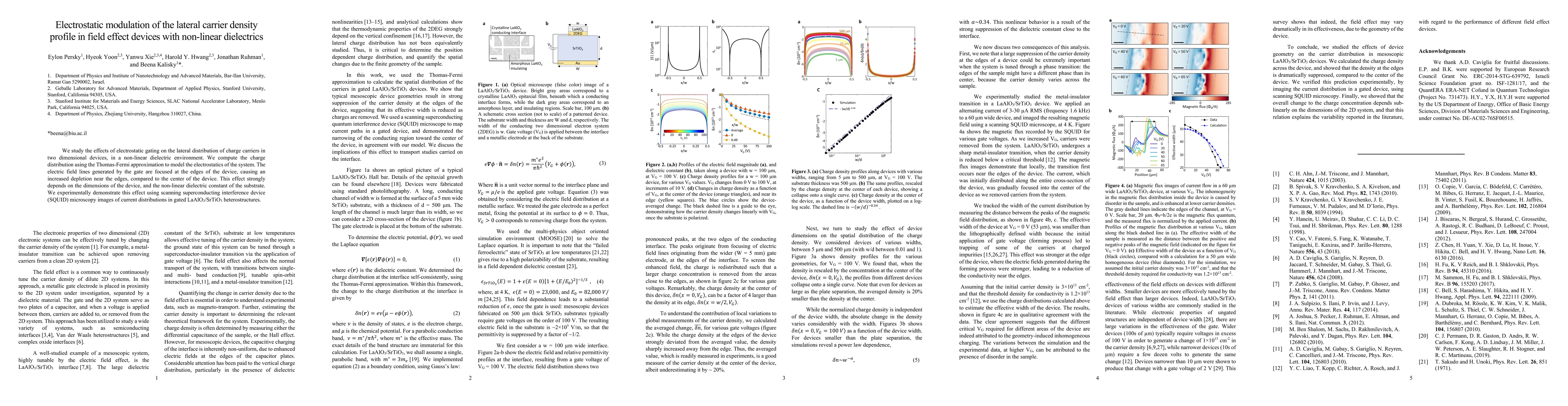 Thumbnail for Electrostatic modulation of the lateral carrier density profile in field
  effect devices with non-linear dielectrics