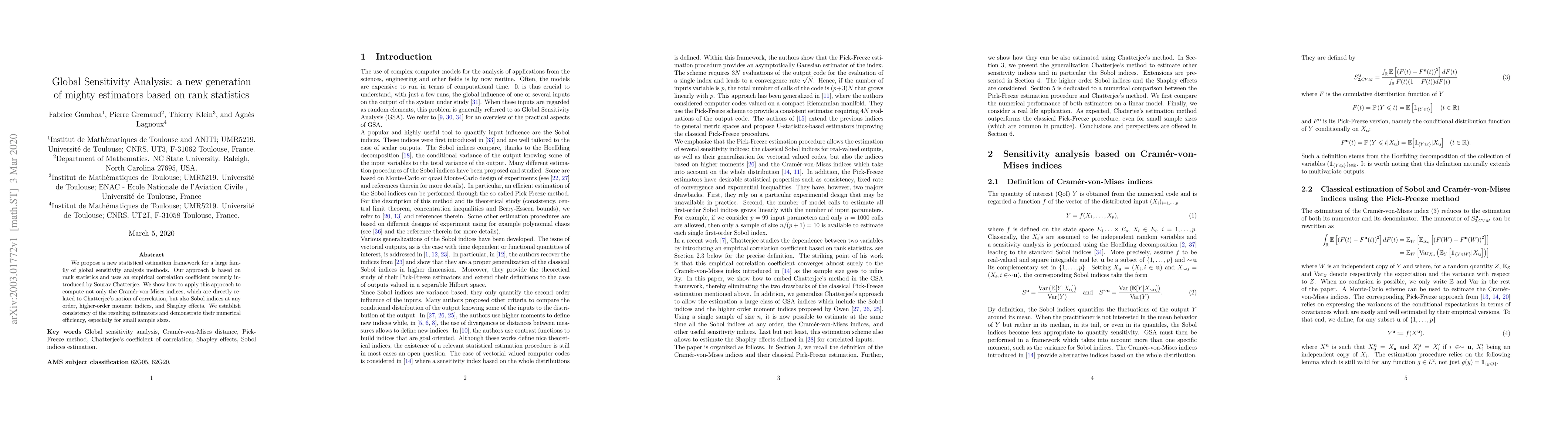 Thumbnail for Global Sensitivity Analysis: a new generation of mighty estimators based
  on rank statistics