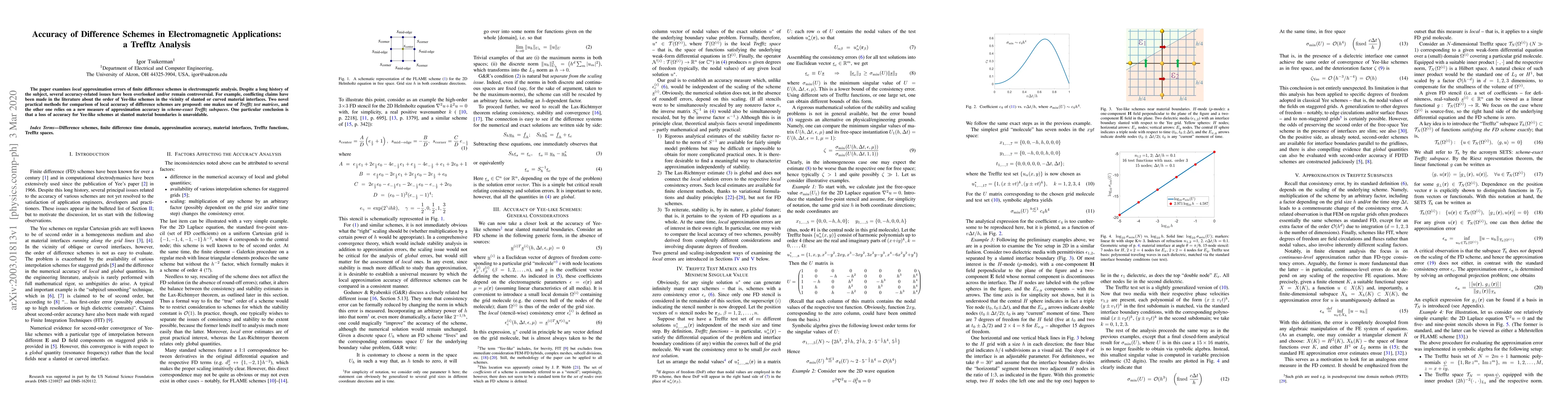Thumbnail for Accuracy of Difference Schemes in Electromagnetic Applications: a
  Trefftz Analysis
