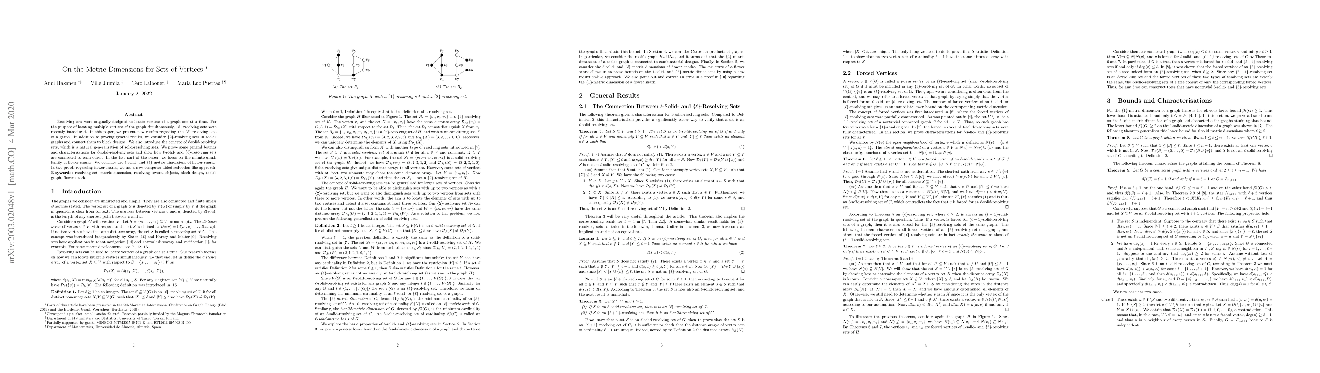 Thumbnail for On the Metric Dimensions for Sets of Vertices