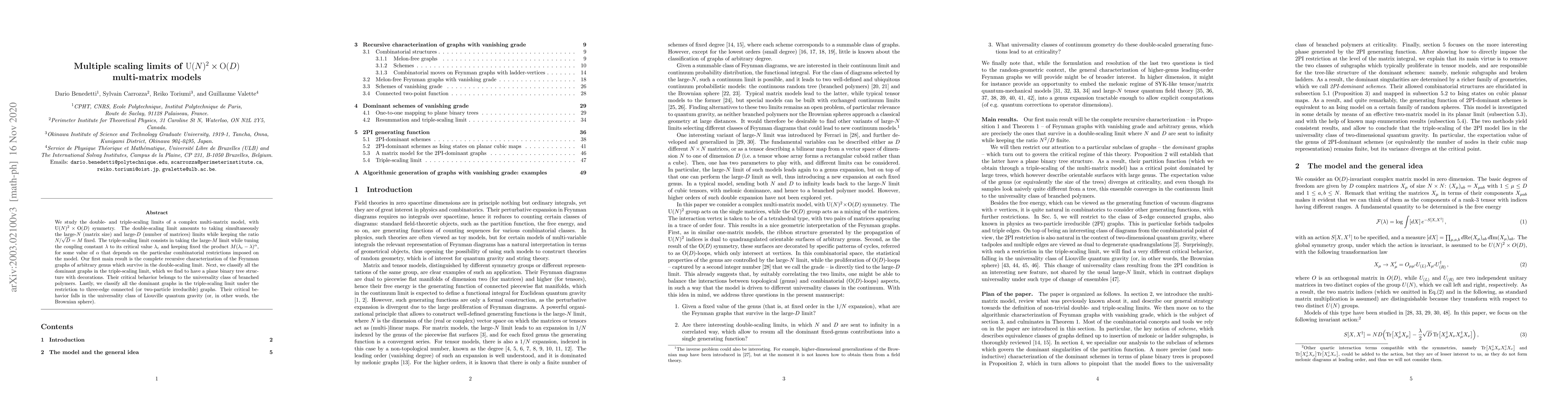 Thumbnail for Multiple scaling limits of $\mathrm{U}(N)^2 \times \mathrm{O}(D)$
  multi-matrix models